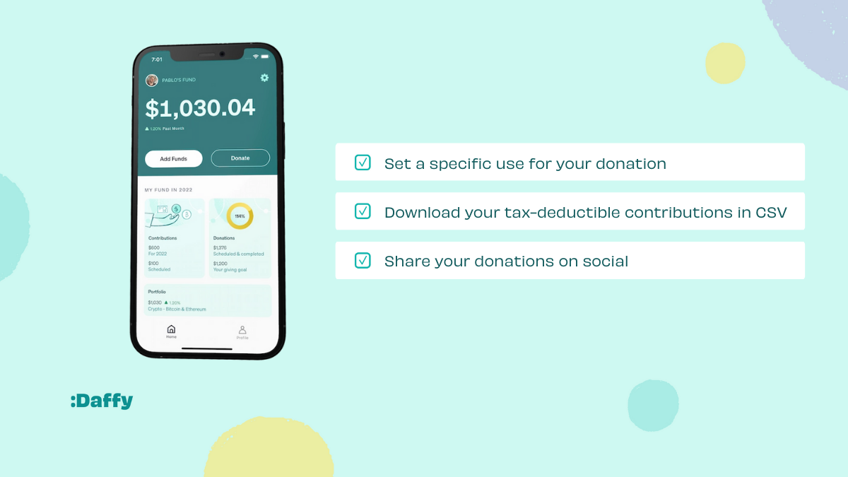 New features on Daffy, the Donor-Advised Fund for You